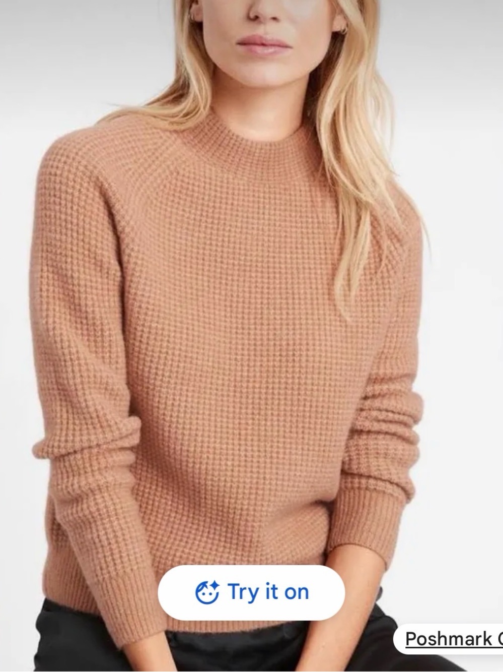 Banana republic Cozy Waffle-Knit Crewneck Sweater - Camel